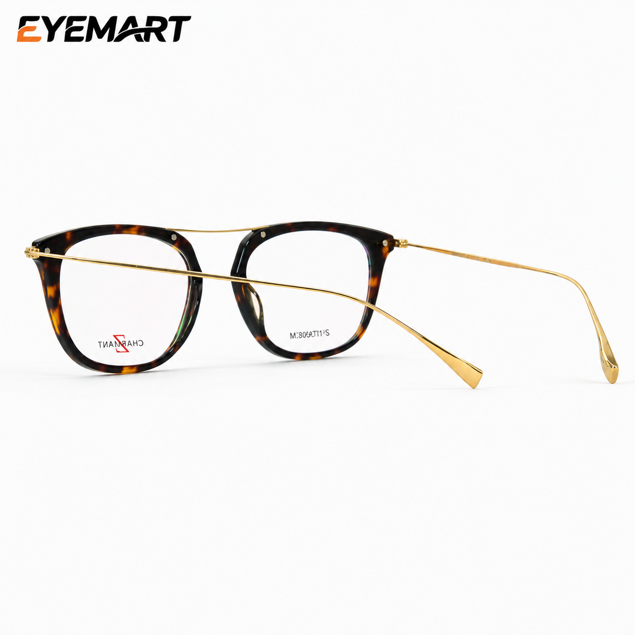 CHARMANT Z Z-Titanium Geometric Double-Bridge Optical Glasses – Tortoiseshell & Gold - Image 3