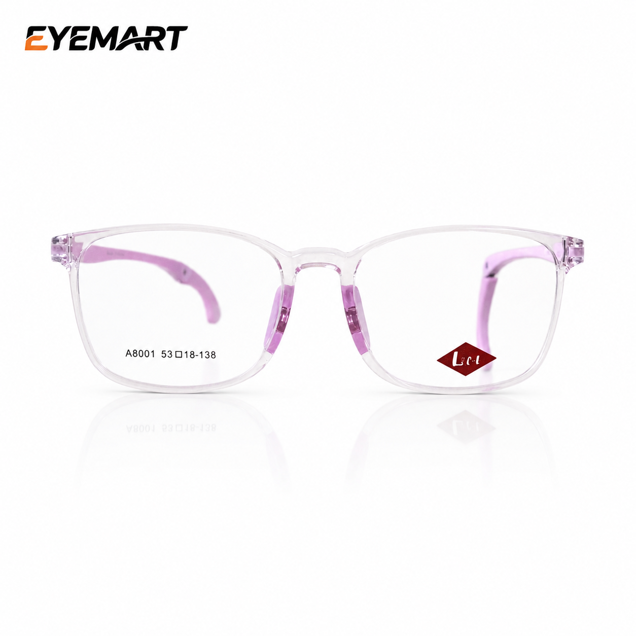 Rectangular Optical Glasses with Transparent Pink Full-Rim Frame – LRL A8001 - Image 2