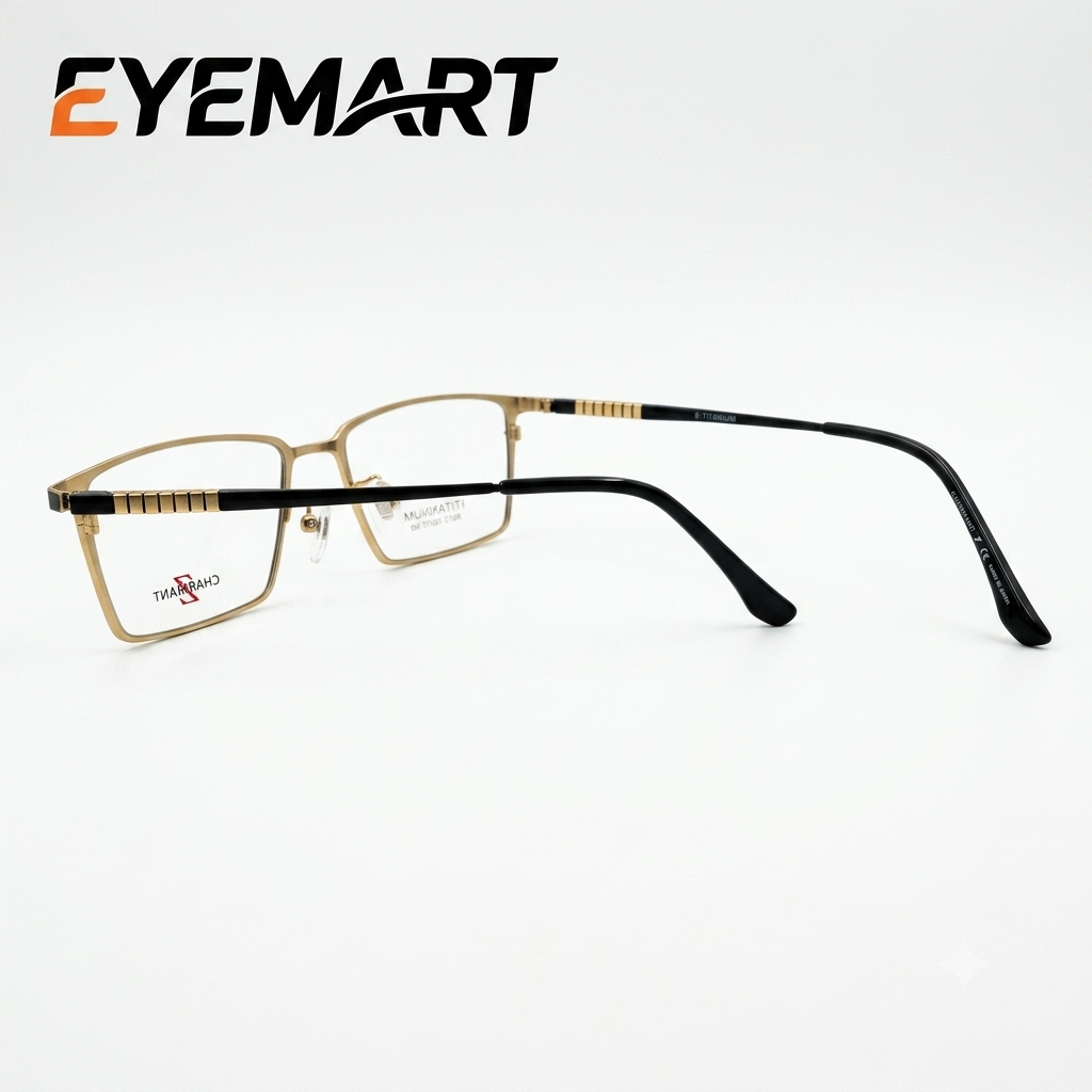 CHARMANT Z 33770 Beta Titanium Rectangular Optical Glasses – Black & Gold - Image 2