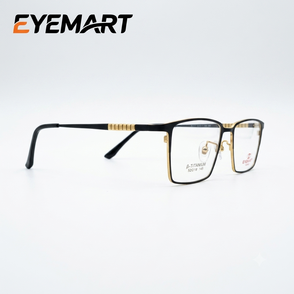 CHARMANT Z 33770 Beta Titanium Rectangular Optical Glasses – Black & Gold - Image 3
