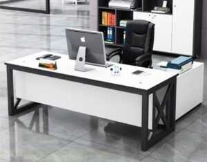 Executive Office Table BIDL-LRT-2701 Premium Office Desk with Side Desk and MS Steel Frame